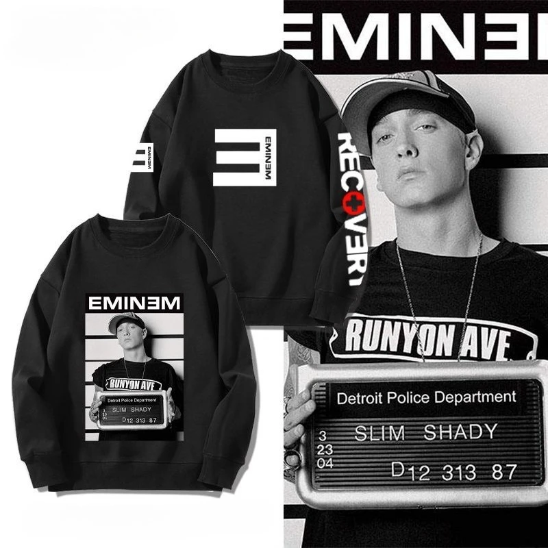 

Свитер Eminem с круглым вырезом для мужчин и женщин на осень и зиму Западное побережье Рэп Хип-хоп Трендовая одежда Повседневная толстовка с длинными рукавами