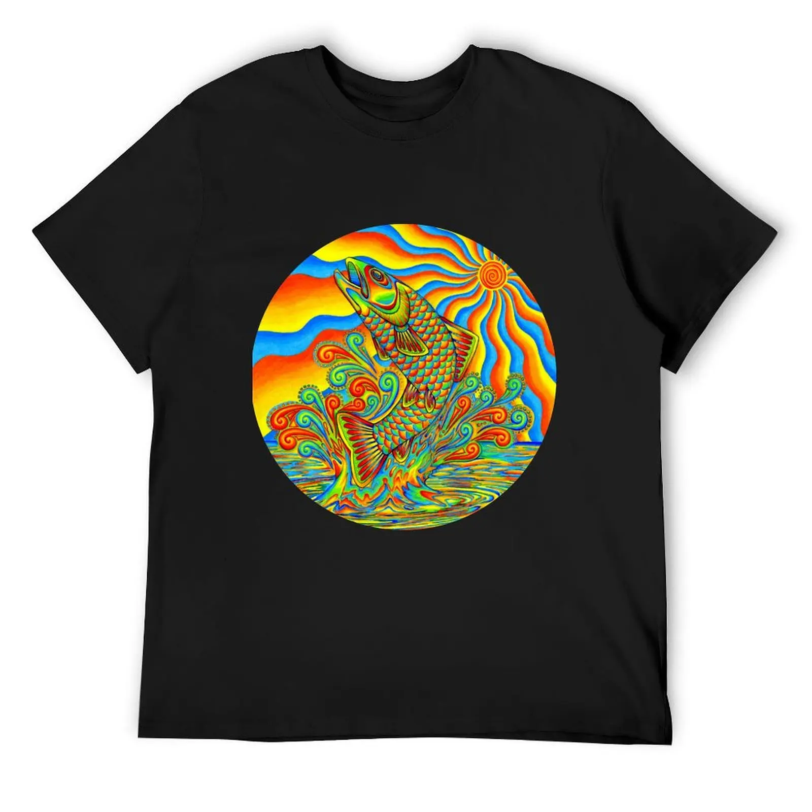 

Psychedelic Rainbow Trippy Trout Fish T-Shirt valentines clothes vintage oversized t shirt croswit shirt man mens funny t shirts