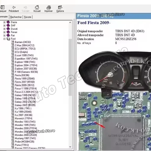 IMMOBILIZER LOCATION ECU CAR and EPROME Large Database on Eeproms for All Cars. It Shows the Immo Eeprom Location and Number