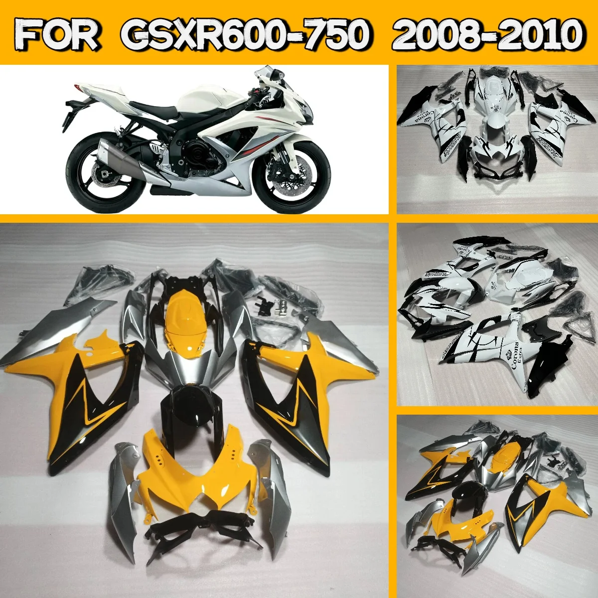 

Motorbike Fairings 2008 2009 2010 GSXR600 GSXR750 Injection Fairing Panel Kit Set Bodywork for 08 09 10 Suzuki GSXR 600 750