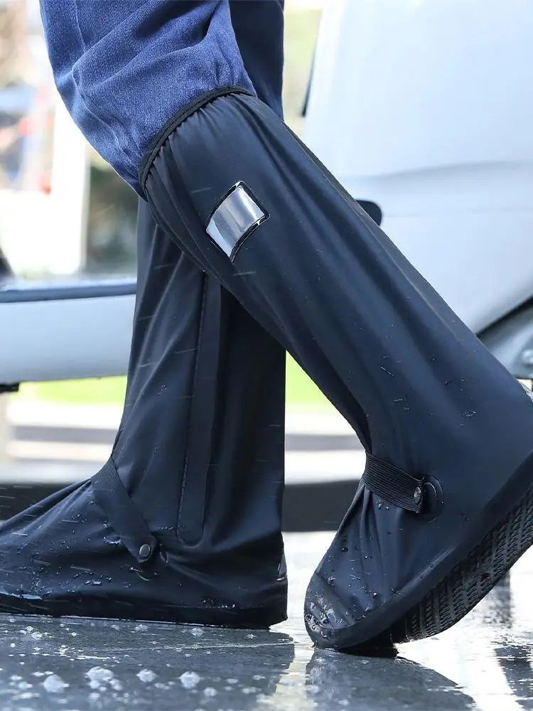 High Tube Rain Boot Covers Non-Slip Waterproof Reusable, Thickened Anti-Snow Shoe Covers for Walking Hiking Fishing Gardening