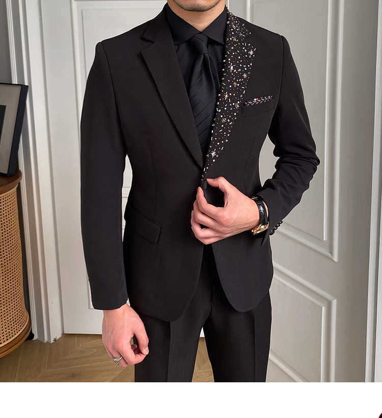 مطرز التلبيب السترة سهرة الدعاوى للرجال 2 قطعة مخصصة مناسبة خاصة الدعاوى الزفاف الرسمي حفلة موسيقية مساء الدعاوى