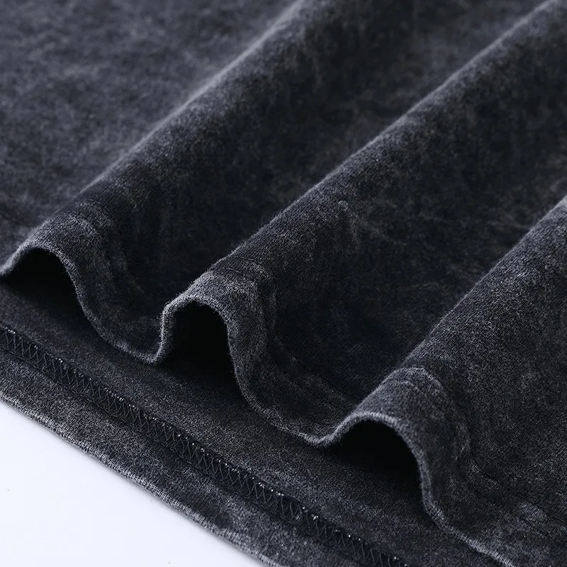 Camiseta com estampa de anime Street Demon Slayer, camiseta retrô lavada Harajuku, camiseta masculina de algodão extragrande da moda de verão