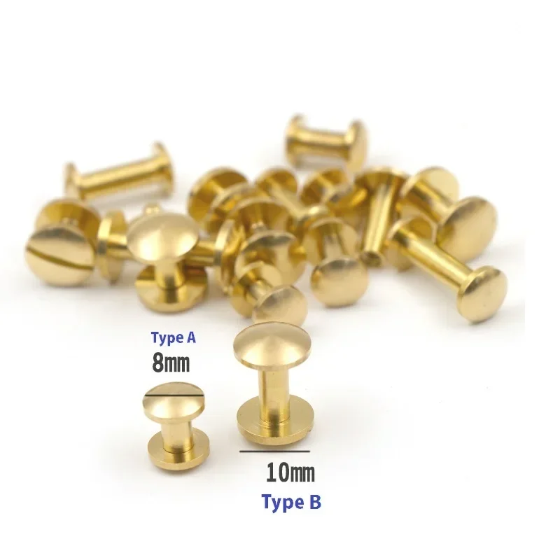 20Pcs Solid Brass Chicago Screws FLAT Arc Binding Rivet Belt Screws Buttons For Photo Album Belt Leather Craft Studs Head 8 10mm