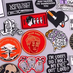 Punk Embroidered Patches Iron On Patches For Clothes DIY Sewing Applique Fusible Patch Smoking Patch For Jackets Backpack Badges