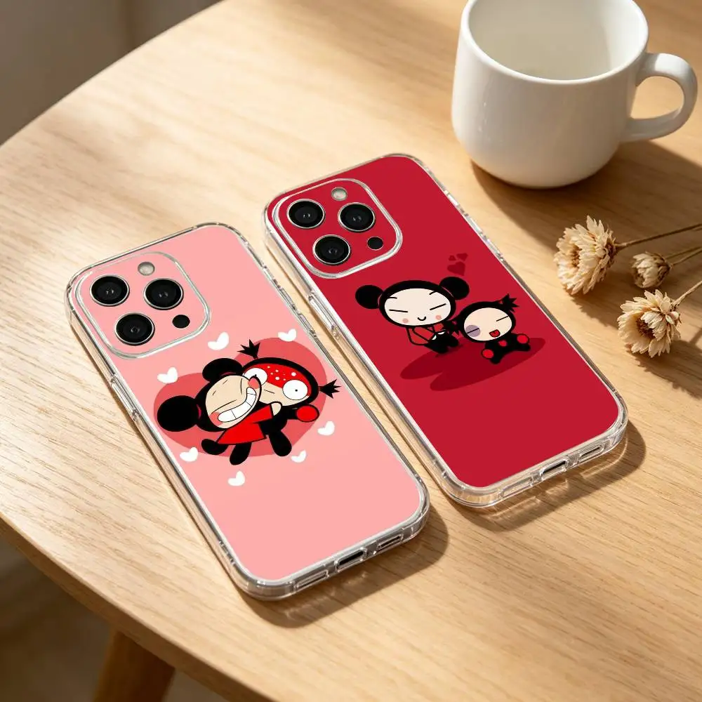 

Cute Cartoon Pucca Garu Phone Case For iPhone 17 16 15 14 13 12 11 Mini Pro Max Plus Transparent Cover