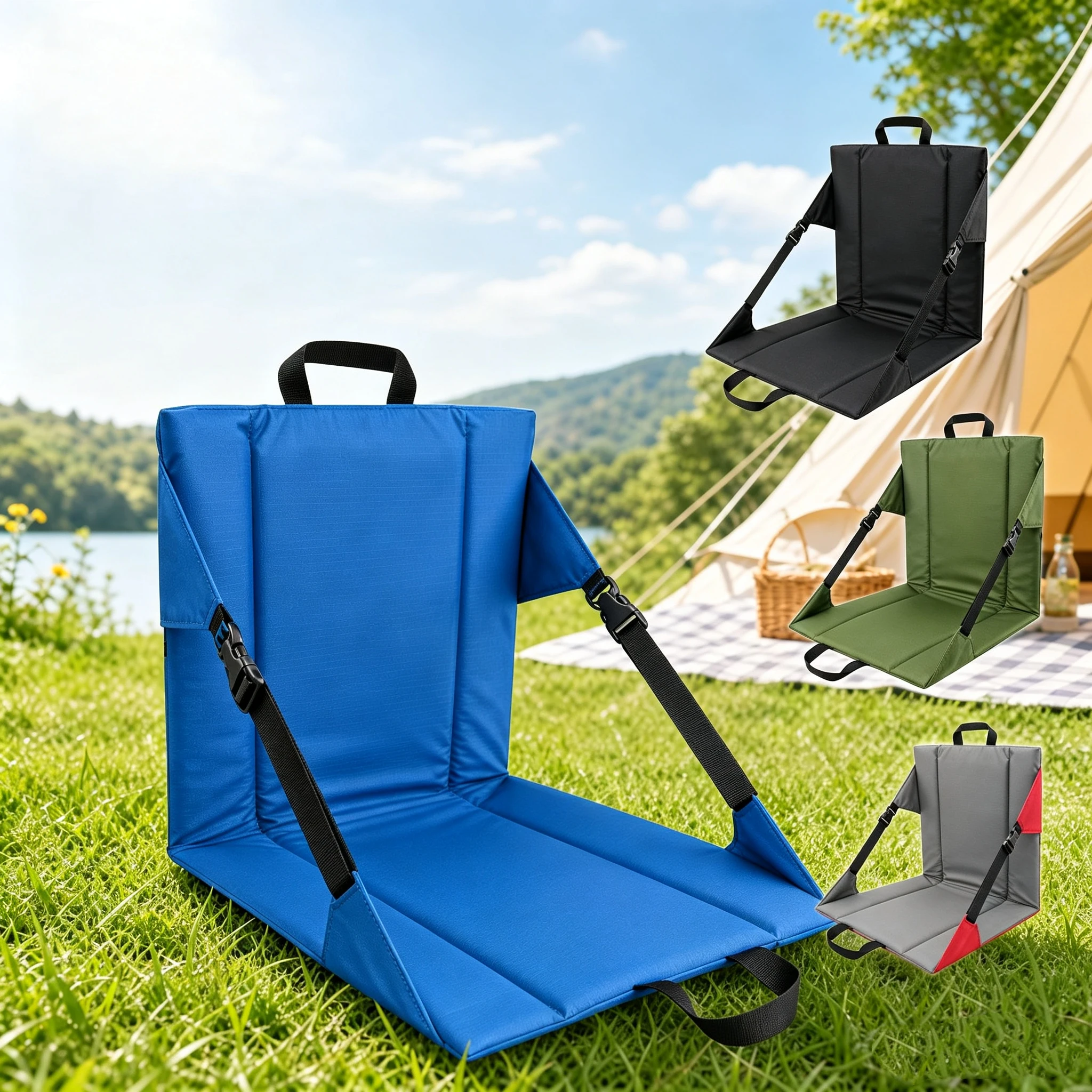 Folding Stadium Bleacher Chair with Padded Back Support Portable Reclining Cushion Seat for Outdoor Sports Concert Games Camping