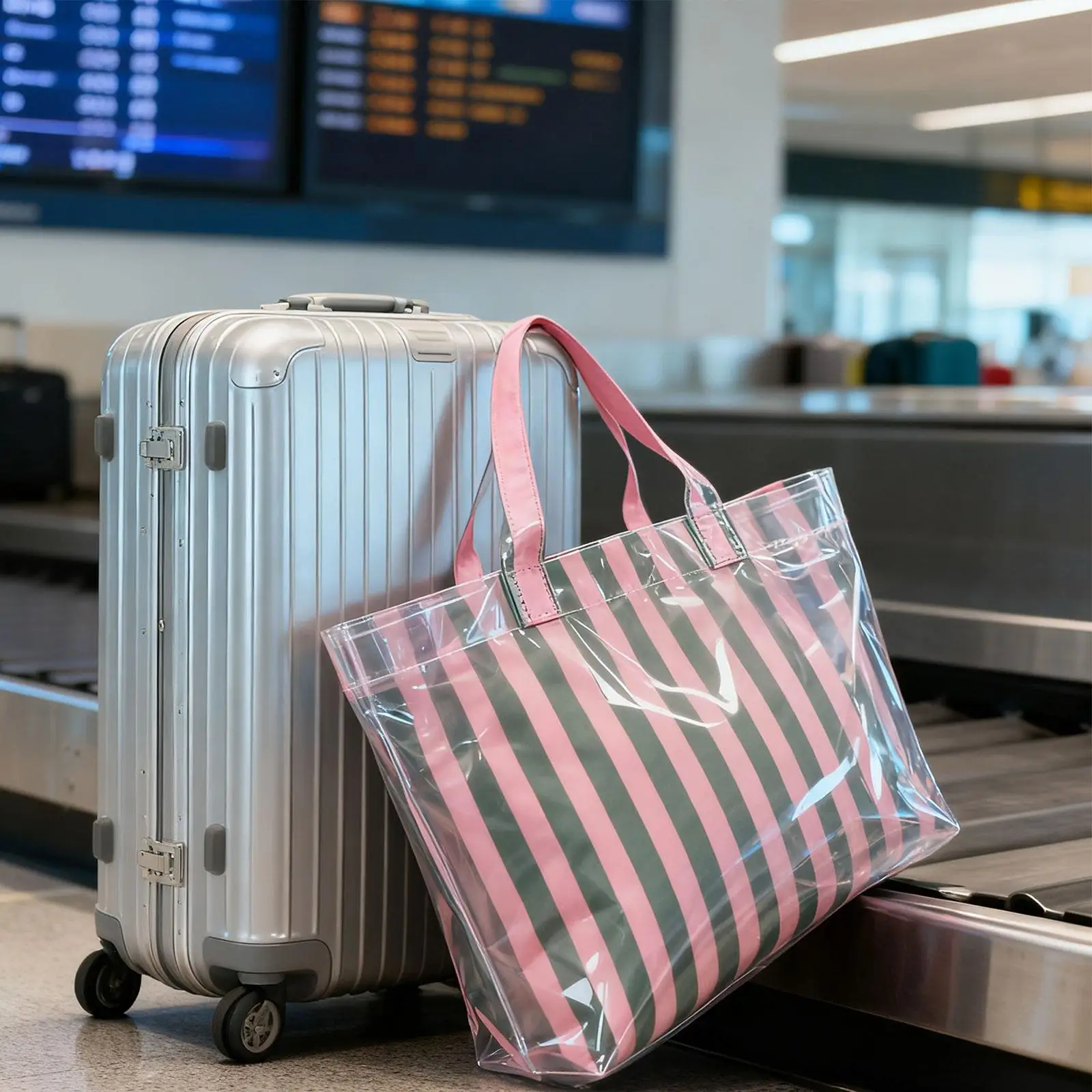 Large Capacity Waterproof Work Tote Bag for Women Striped Beach Shoulder Bag Laptop Casual Travel Shopping