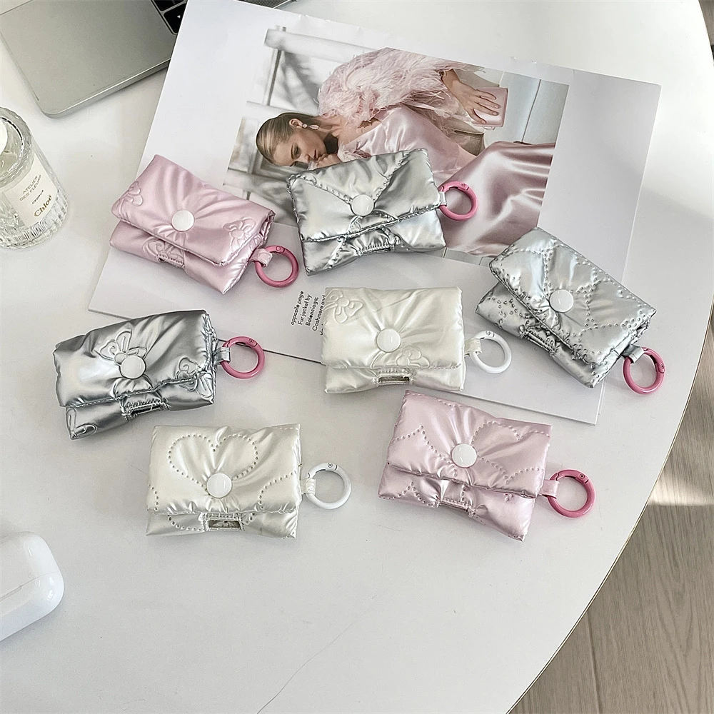 Case Storage Bag AirPods Protective Case with Key Ring Fashion Bag Pendant Bow Mini Bag Suitable for Apples Headphone