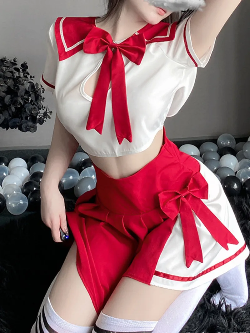 

Underwear Two Piece Outfits For Women Clothing Sets Summer Female Campus Cute School Girls Sweet JK Uniform Temptation Set ASR6