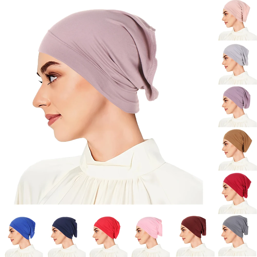 

Soft Underscarf Elastic Inner Hat Jeresy Cotton Muslim Hijab Tube Bone Bonet Cap Islam Arabic Turban Women Head Wrap Mujer Solid