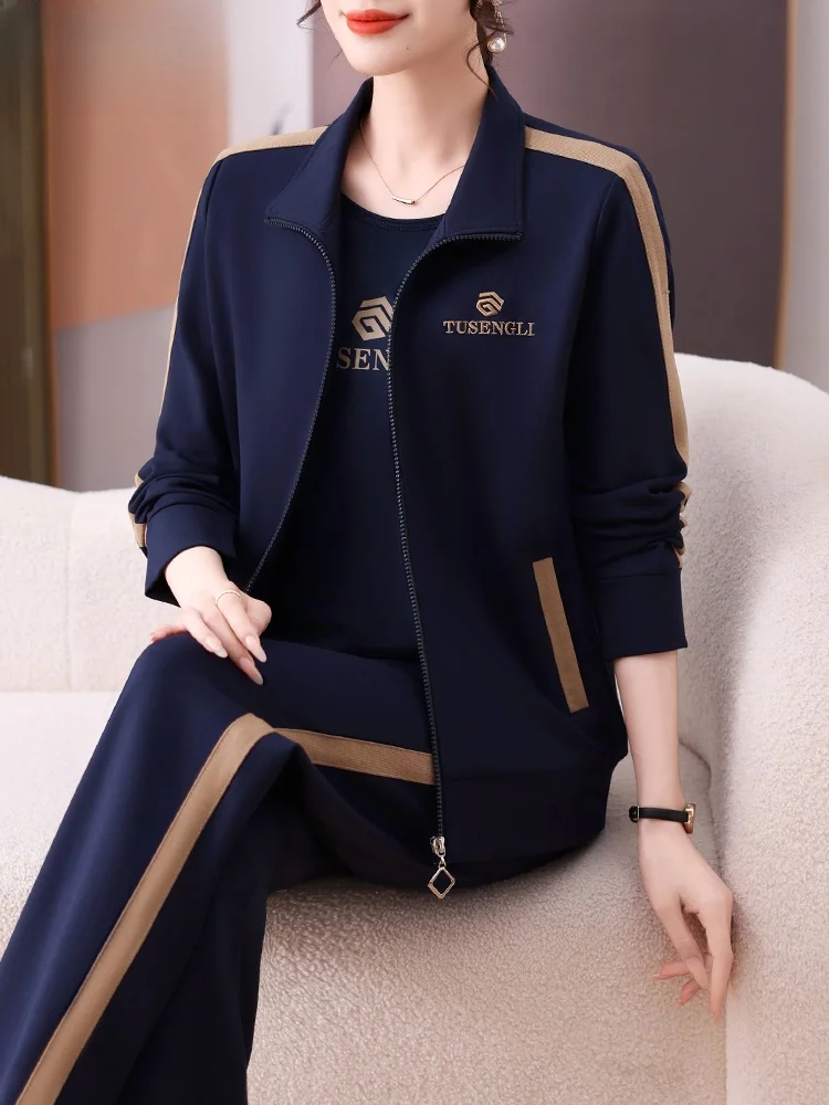 

Casual Sportswear Set for Women Aged 40 And above Spring 2025 New Sle Mom's Spring Clothes Outerwear Casual Top Tee-Piece...