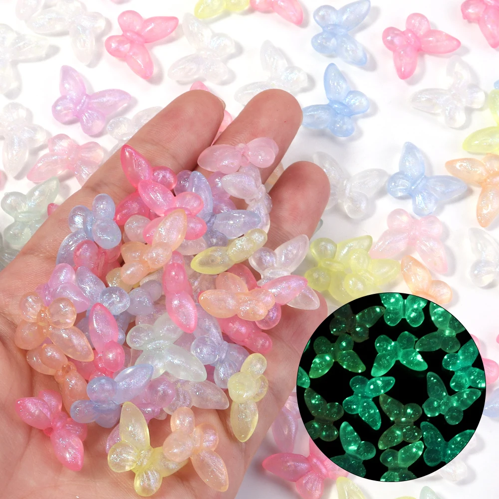 50 قطعة/الوحدة الاكريليك فراشة الخرز الملونة شفافة سحر الخرز فضفاض خرزة مباعدة DIY بها بنفسك صنع المجوهرات قلادة سوار