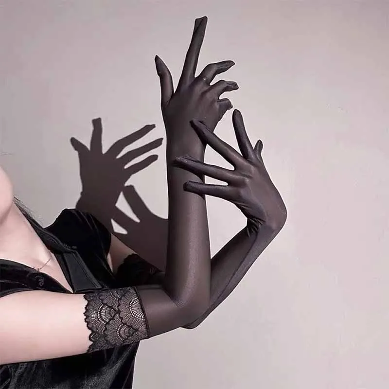 

Женские сексуальные высокоэластичные кружевные масляные гладкие длинные чулки, перчатки для свадебной вечеринки, клуба, ночного клуба, прозрачные аксессуары для косплея