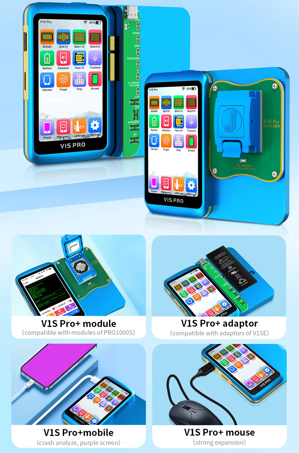 JCID JC V1S Pro Programmer For BGA70 BGA110 BGA315 Nand Flash Hard Disk Modify Rear Camera Screen True Tone Dot Projector Repair