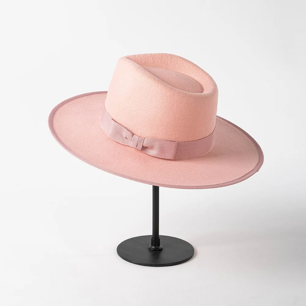 2022 Luxury Designer Brand Fedora Hat For Women Church Hats Ladies Eelegant Winter Wool Hats Pink Hat Wedding Hat Wholesale