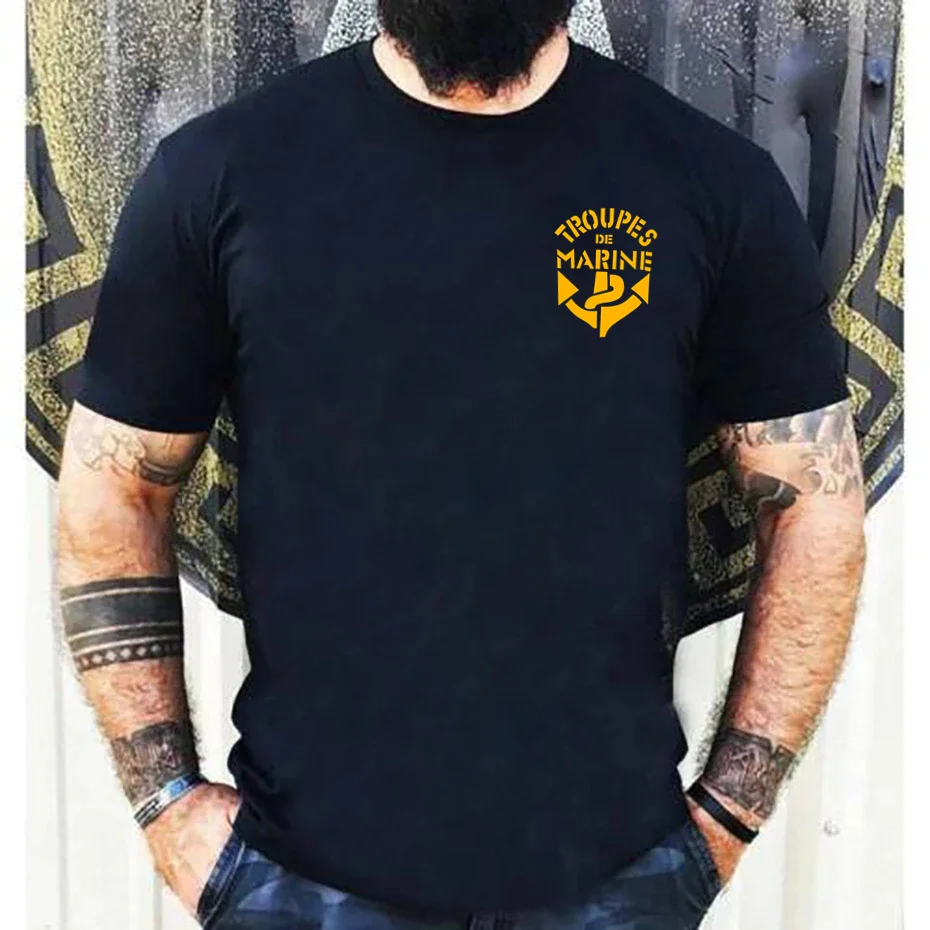 Troupes De Marine French Military T-Shirt Men Women Short Sleeve Casual 100% Cotton Tshirt Summer Fashion Hipster O-Neck T Shirt