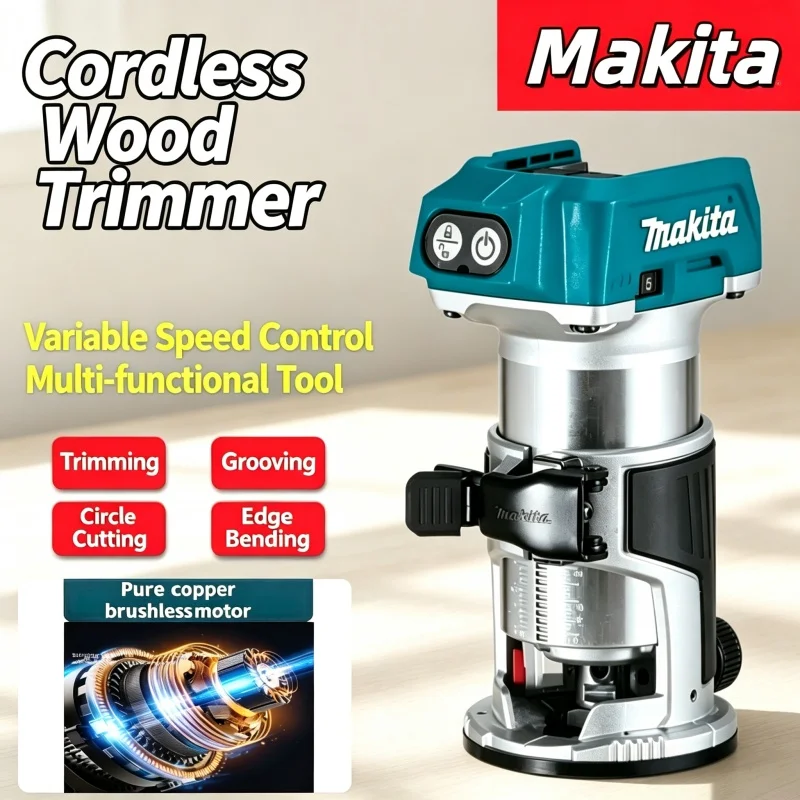 18V LXT Makita DRT50 Brushless cordless wood router 6.0Ah lithium battery wood edging slotting furniture making electric tools