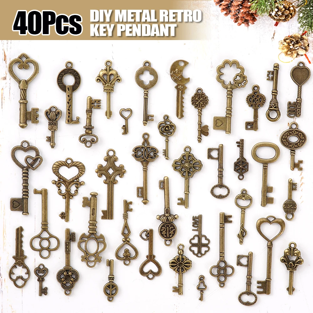 125/40 ชิ้นผสมคีย์ขนาดเล็ก Charms Vintage Bronze โลหะ Love Key จี้อินเทรนด์ DIY เครื่องประดับสร้อยคอหัตถกรรมตกแต่ง