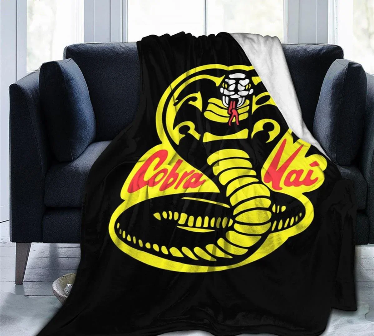 

3D Printed Cobra Kai Karate Kid Blanket Soft Sofa Cover Throw Blanket Fleece Tapestry Warm Bed Blankets for Bedroom Couch