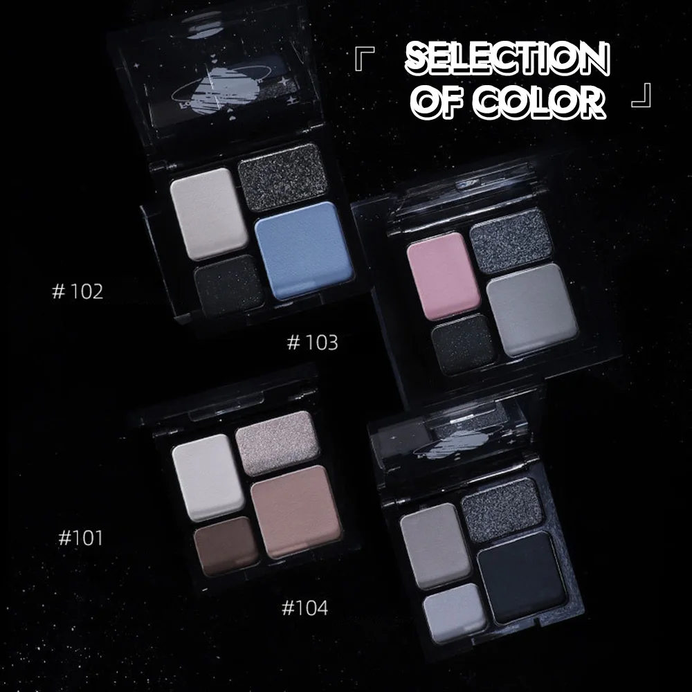 Biya 4 색 아이 섀도우 팔레트 진주 빛 매트 파우더 스위트 펑크 스타일 스모키 아이 섀도우 메이크업에 적합