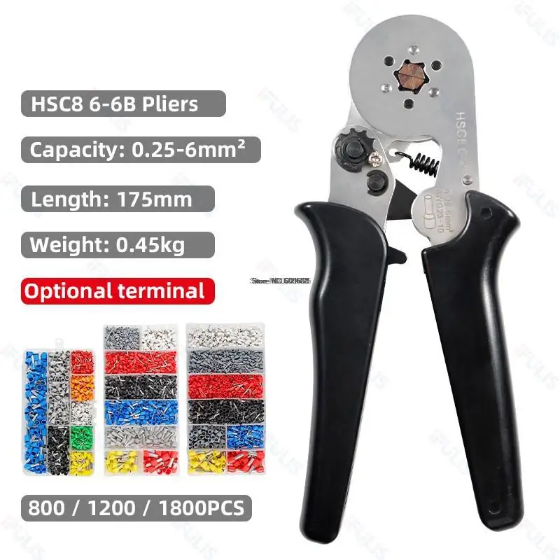 Tubular terminal crimping tools mini electrical pliers HSC8 10SA/6-4 0.25-10mm2 23-7AWG 6-6 0.25-6mm2 high precision clamp sets