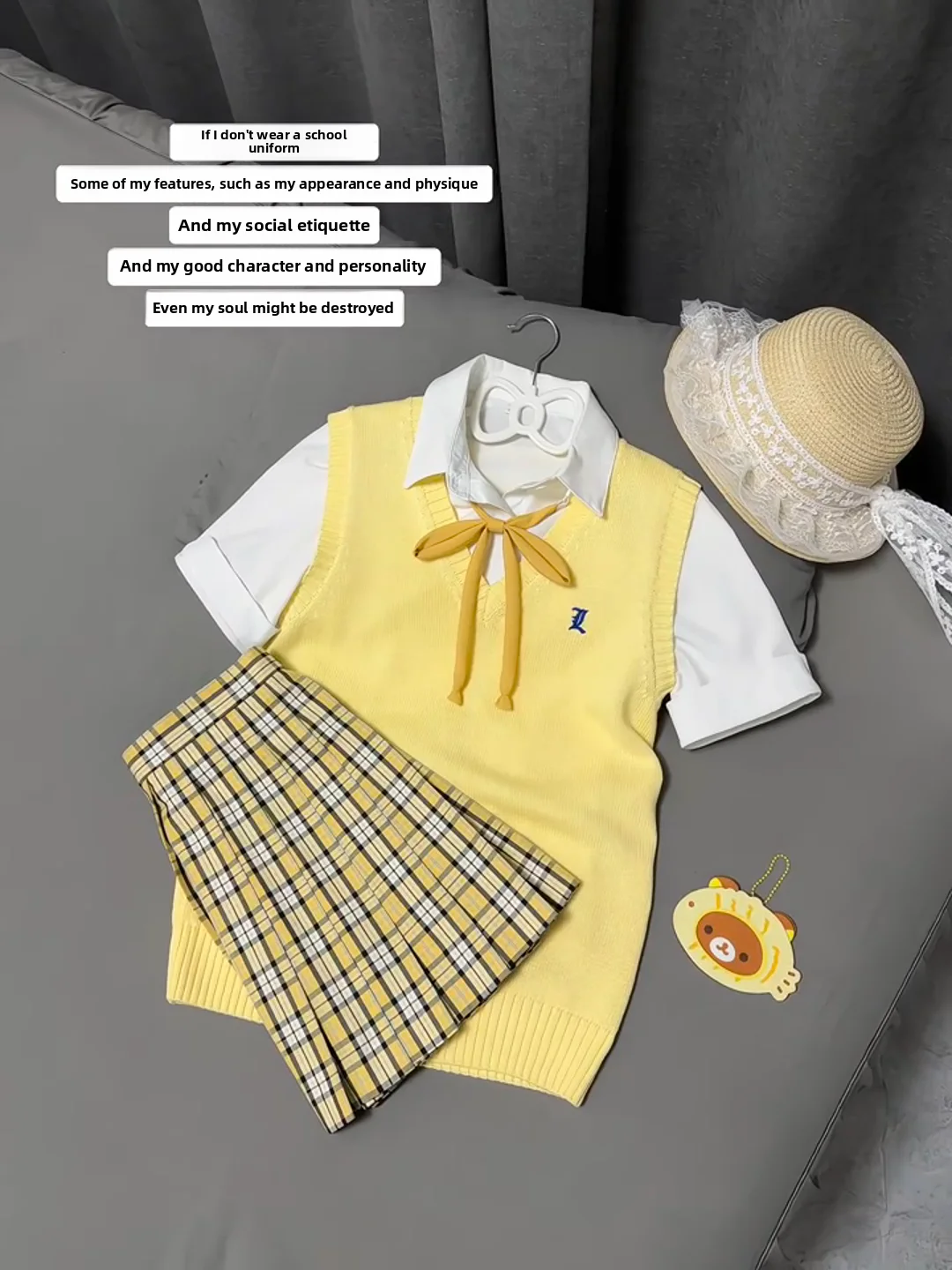 

Японский милый вязаный свитер в стиле JK, комплект из футболки и юбки для женщин, школьный стиль, дышащий, средней плотности