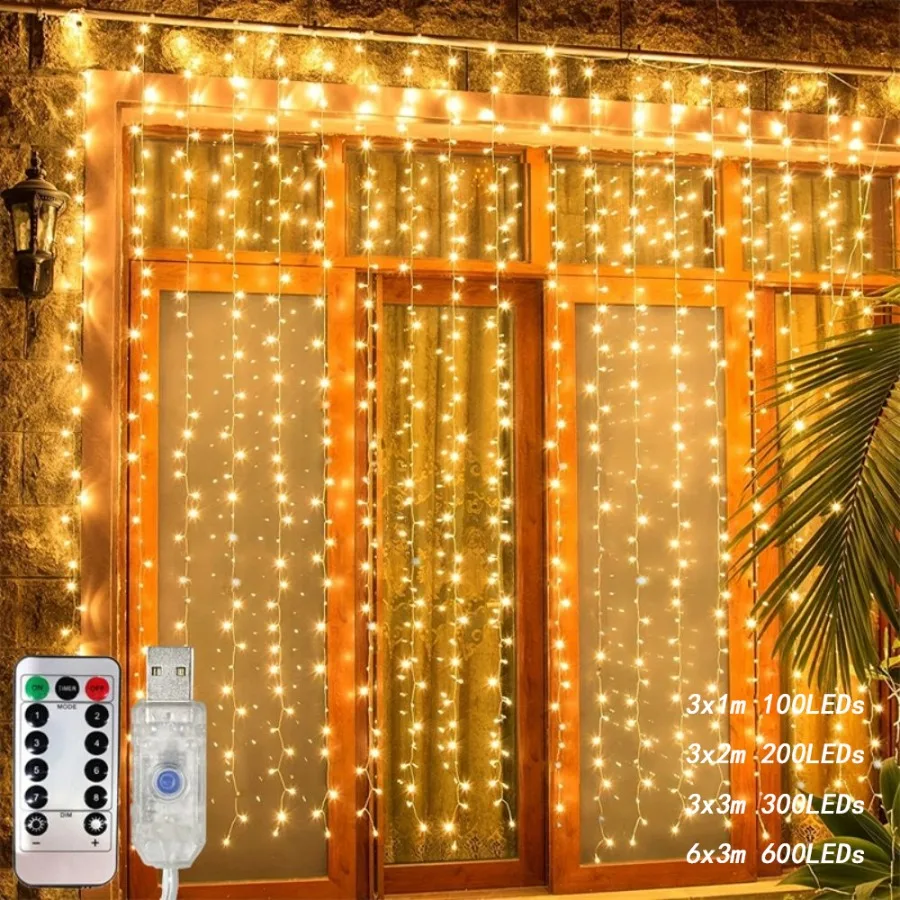 1Set Holiday Wedding Fairy LED Lights USB Plug String Lights for Bedroom Remote Control Christmas Decoration