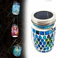 LED Outdoor Solar Hanging Lantern Waterproof Outdoor Hanging Lawn Garden Mosaic Lamp for Garden Party Camping Terrace Yard Decor