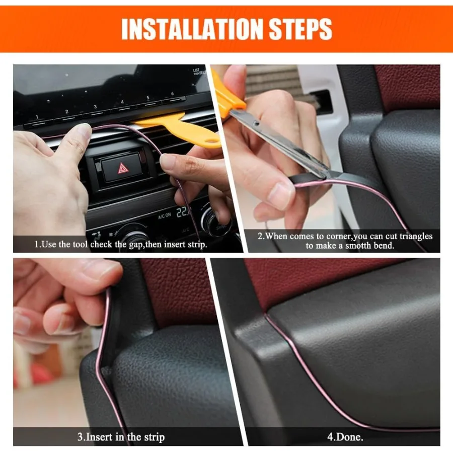 سيارة الداخلية صب شرائط الكسوة 33Ft/10M العالمي الكهربائي الديكور حشو إدراج شرائط لتصفيف لوحة القيادة DIY F