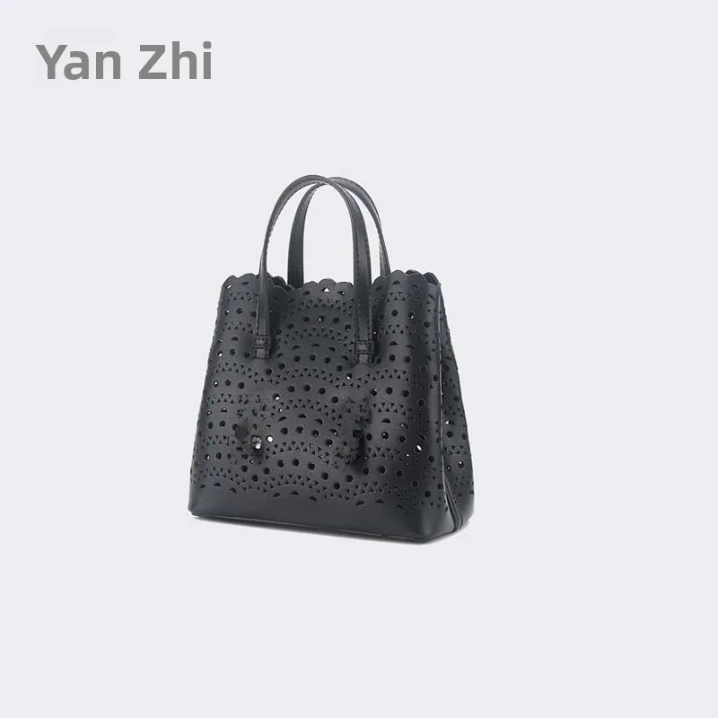 

Новинка 2025 года, простая повседневная сумка-корзина из воловьей кожи с волнистой полой резьбой и овощами, сумка через плечо для всех