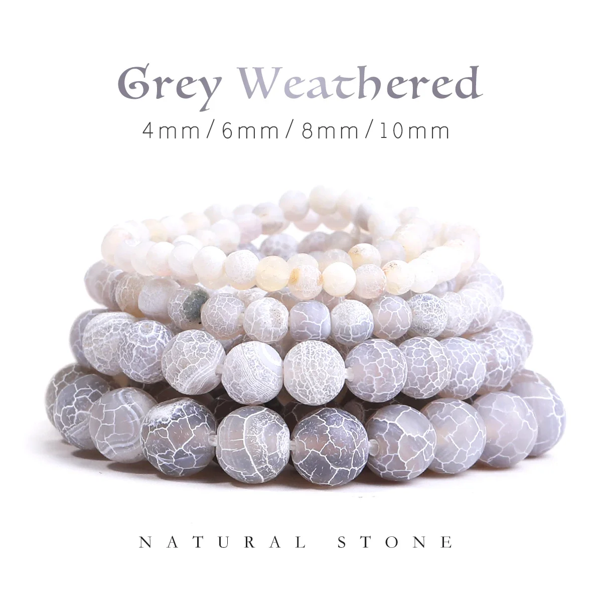 Gray White weathered agate Beads Cracked Veins Agates For Jewelry Making DIY Necklace Bracelet Earring 4/6/8/10mm 1 Strip