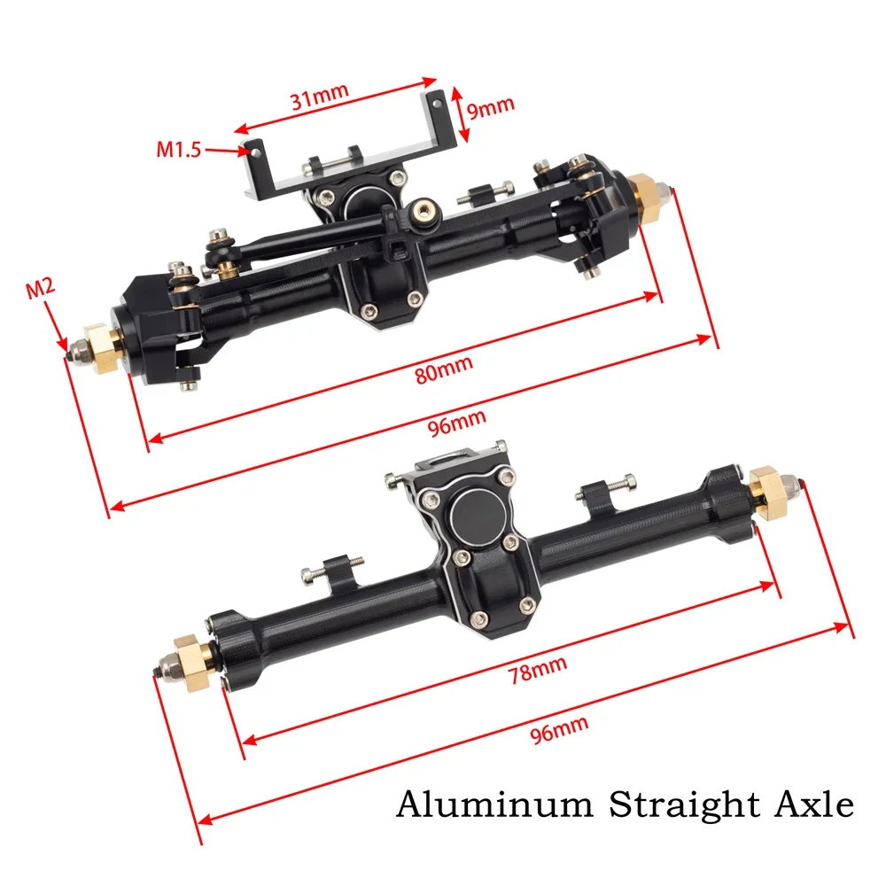 

PigRC CNC Aluminum SCX24 Straight Axle Complete Axle for 1/24 RC Crawler Car Deadbolt 90081 C10 JLU JEEP Gladiator