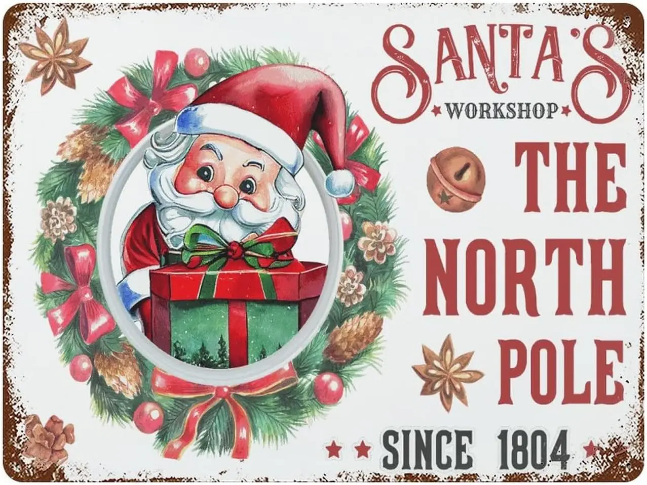 The North Pole Santa’s Workshop Tin Signs Xmas Holiday Decor Wall Decor Vintage Signs Bedroom Decor for Wall Wall Decor Man Cave