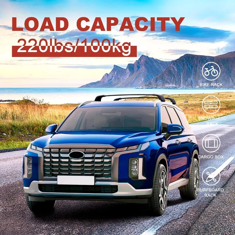 قضبان متقاطعة لرف السقف بوزن 260 رطل متوافقة مع Hyundai Palisade 2019-2025 SE SEL XRT الخط المحدود