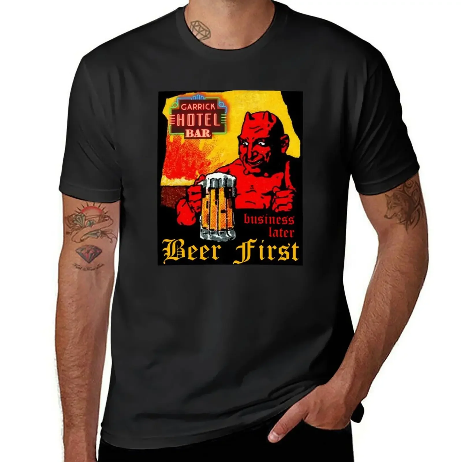 Garrick Hotel Apparel - Beer First T-Shirt plain anime men t shirt