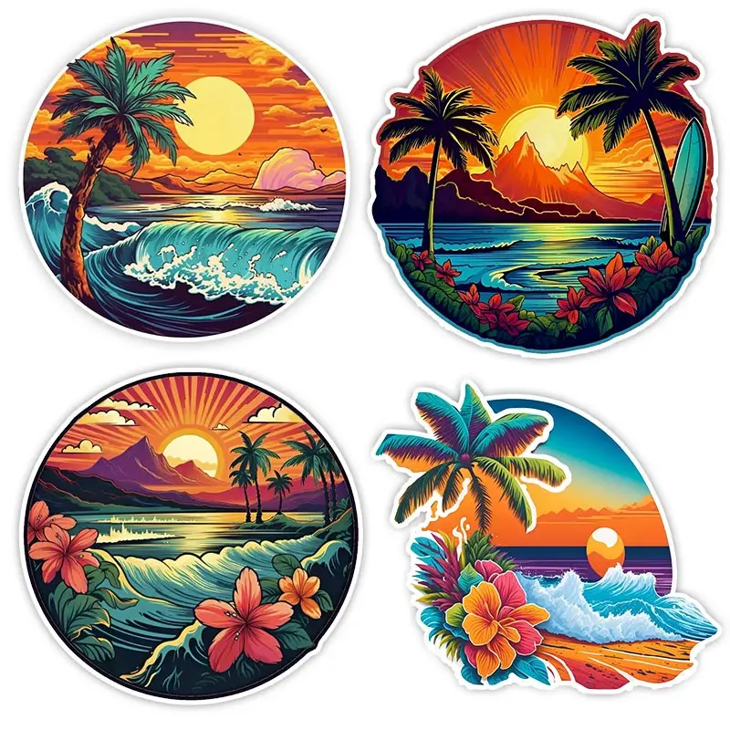 

Hawaii Beach Car Sticker Ocean Waterproof Vinyl Decal on Bumper Rear Window Laptop Self-adhesive Decal For Car Accessories TM132