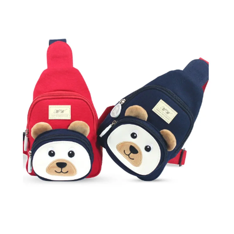 

MAN WA 2025 New Fashion Bear Children's Chest Bag Canvas Shoulder Bag Crossbody Bag Outdoor Sports Bag