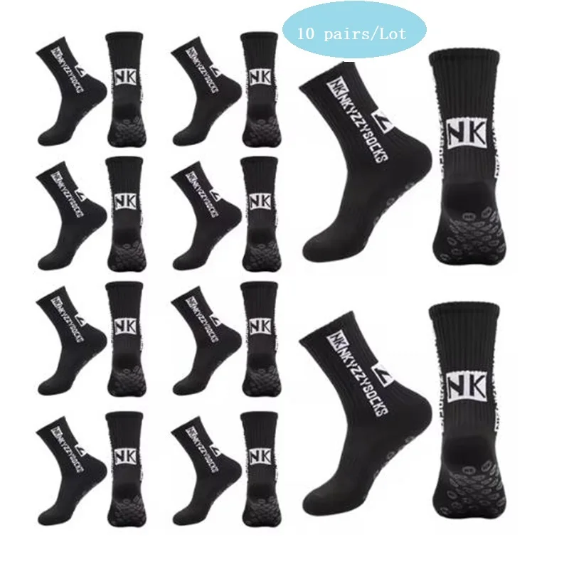 1/5/10 pair of black and white football socks breathable soft non-slip grip running Sports socks Soccer Basketball tube socks