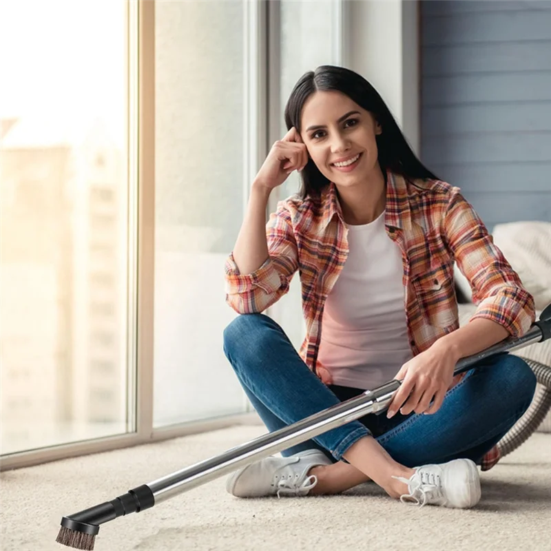 M04K فراغ فرشاة مرفق 1 1/4 بوصة مستديرة لينة الحصان الشعر فراغ فرشاة الخشن مع 2 1/2 بوصة إلى 1 1/4 بوصة خرطوم محول