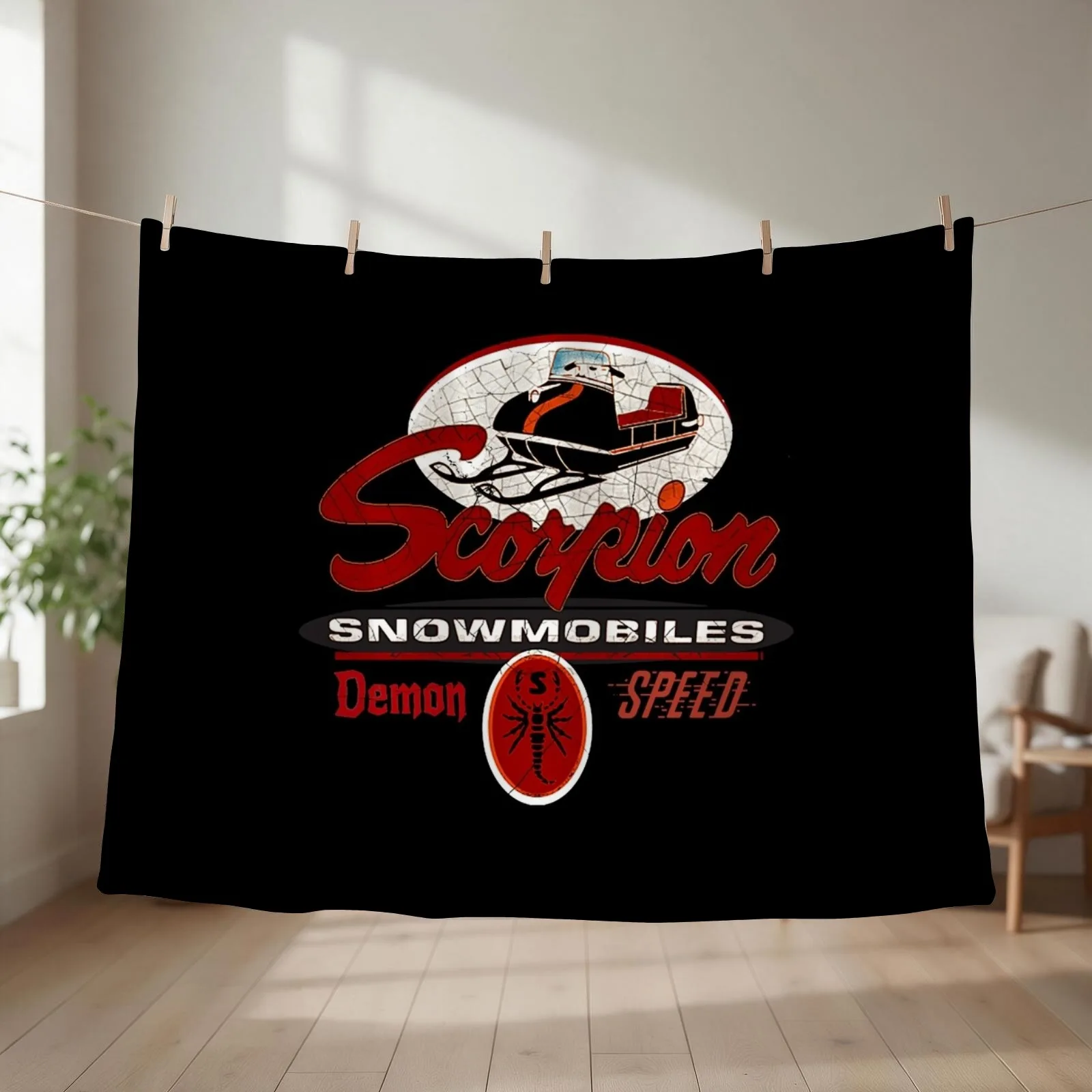 Scorpion Vintage Snowmobiles USA Throw Blanket couch cozy soft plush fuzzy picnic outdoor blanket
