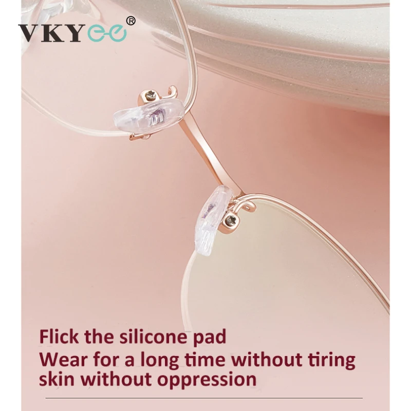 VICKY Lightweight Fashion Elegant Ladies Alloy Half Rim Eyeglasses Frames Tender Oval Anti-Blue Light women Customized 34579