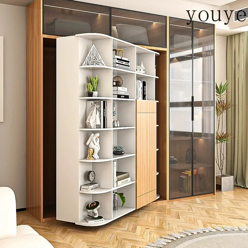 X32 Multi-space Solid Wood Rotating Desk Cabinet Murphy Bed Multi-function Foldable Space-saving Wall Bed Invisible
