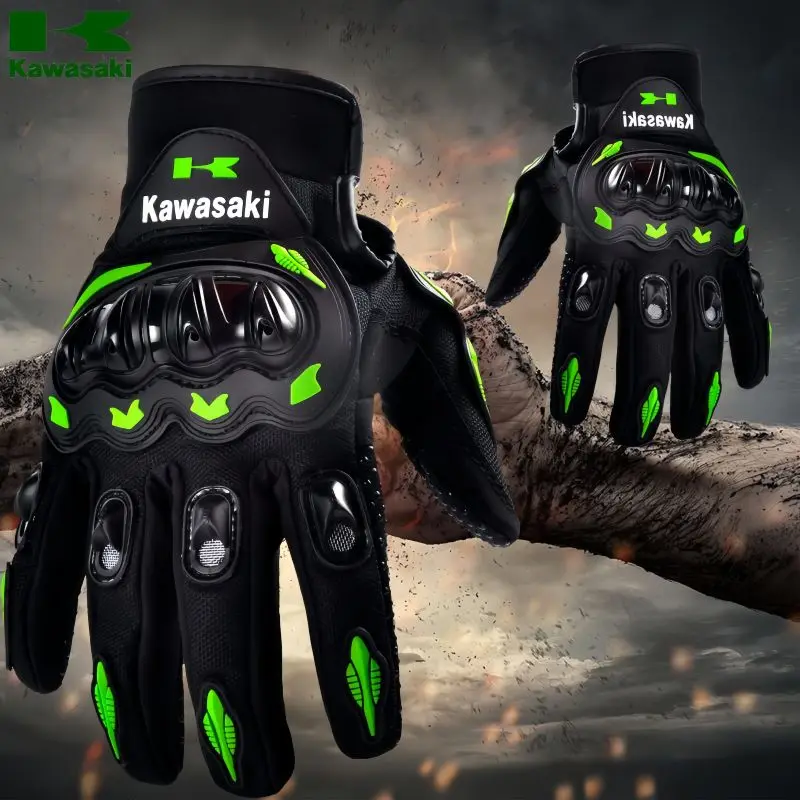 Kawasaki motorcycle gloves full finger gloves anti slip and wear-resistant off-road racing bicycle protective equipment gloves