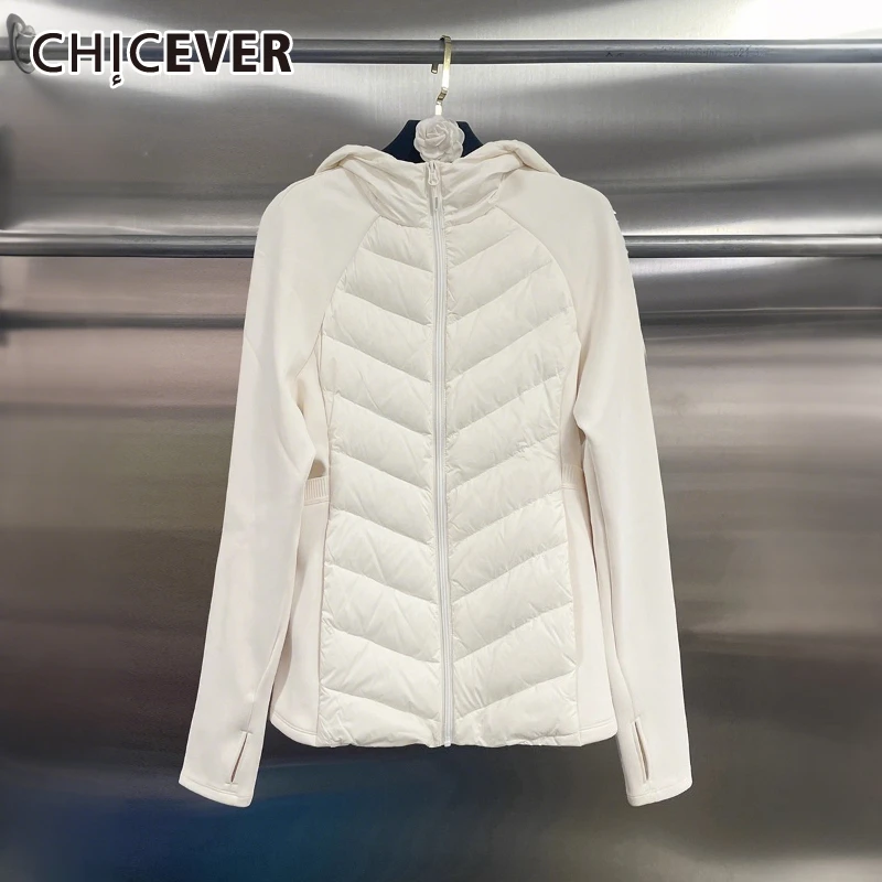 

CHICEVER Solid Spliced Pocket Jacket Female Hooded Long Sleeve Slimming Minimalist Commute Women's Jackets Autumn Fashion Style