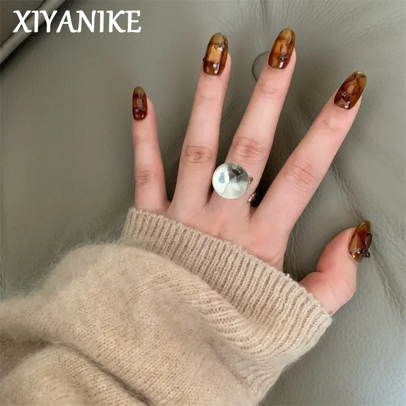 XIYANIKE Elegant White Crystal Adjustable Finger Rings For Women Niche Fashion New Female Jewelry Gift Party кольца