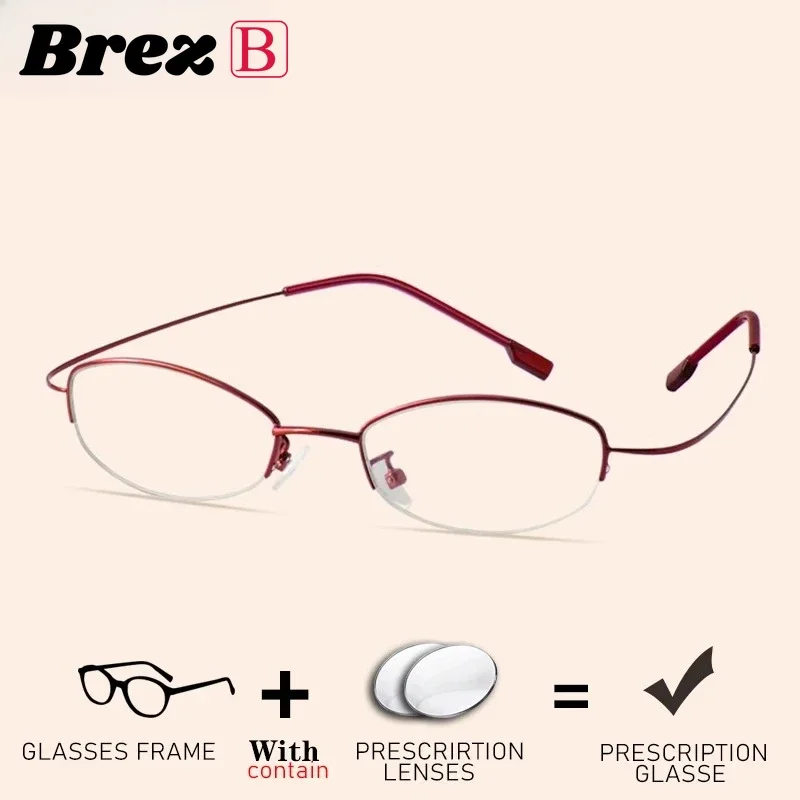 

Ультралегкие женские очки 5G с диоптриями по рецепту, для коррекции зрения при близорукости, оптическая оправа, металлические полуоправы