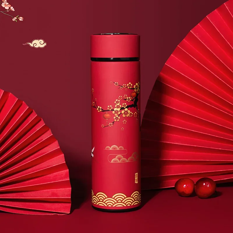 Chinese Style Thermo Bottle Cup Smart Temperature Display Potable Heat Hold Vacuum Flask For Thermos Mug Cups 500ML