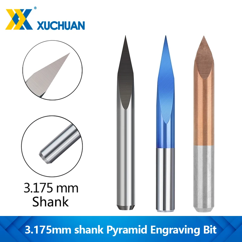 Bits de Gravação em Pirâmide Bordas Haste 0.1 mm Flauta Bit v Reto 20-90 Graus Bit Router Cnc para Ferramentas de Gravação 10 Pcs