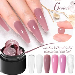 MEET ACROSS 7ml Non Stick Hand Solid Extension Nail Gel Nude Pink White Extension Gel Rhinestone Glue Gel Easy To Operate DIY